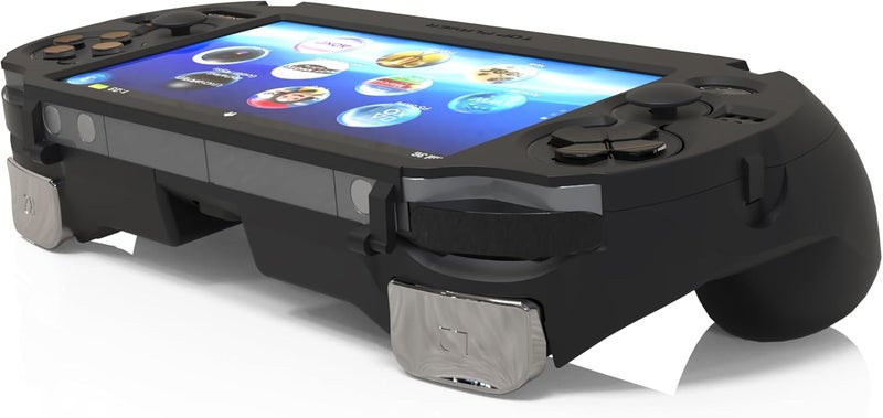 TEGRUP Hand Grip Handle for psv1000 ps vita, Protective Case, L2r2 is Used to Click on The Back of The PSV.Gift of Raised Button Stickers, Tempered Film, Joystick Cap. (Skin Like Coating Black) - Image 2